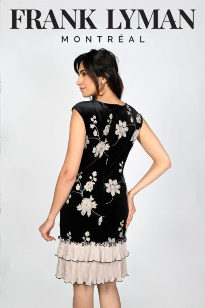 Frank Lyman 229325 Black Velvet Embroidered Dress
