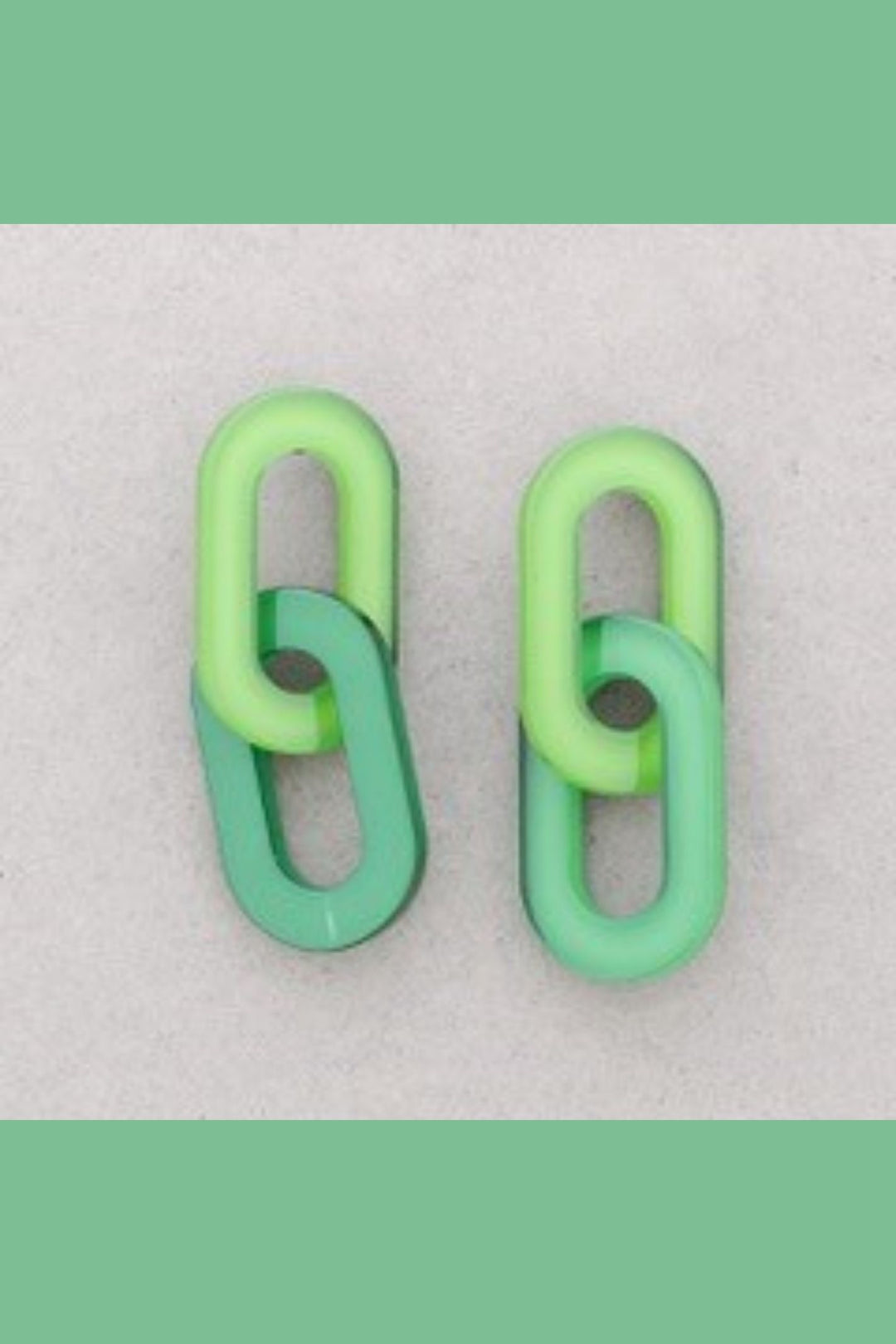 Green Resin Link Earrings