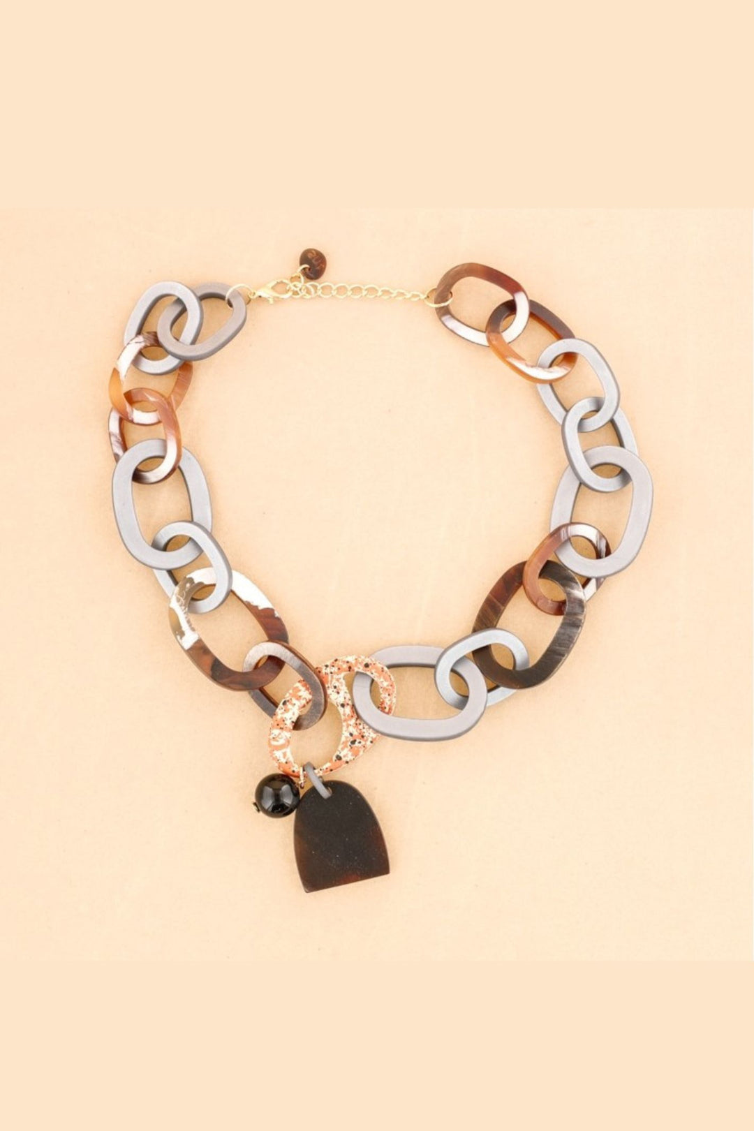 Grey & Brown Resin Link Necklace