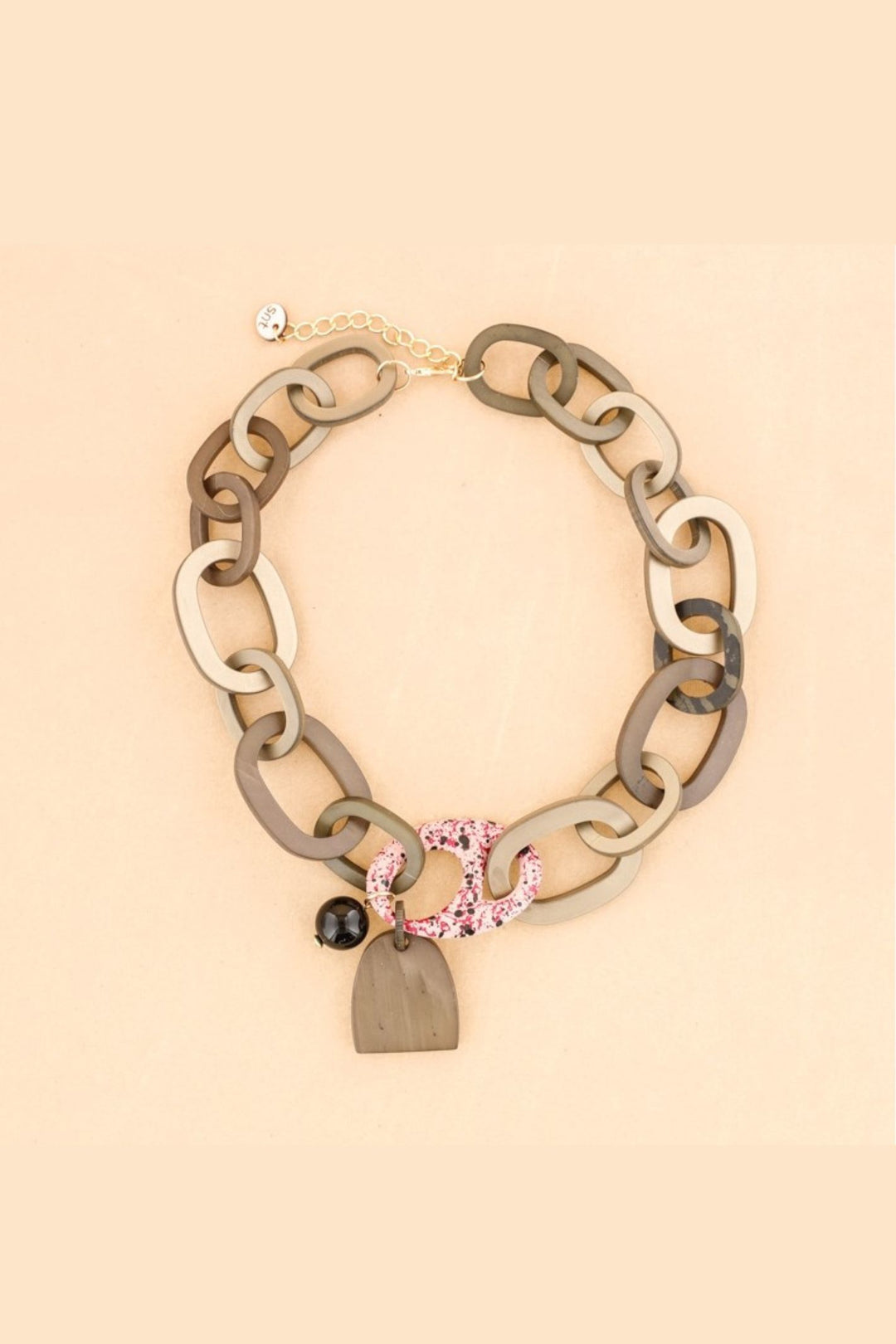 Grey & Pink Resin Link Necklace