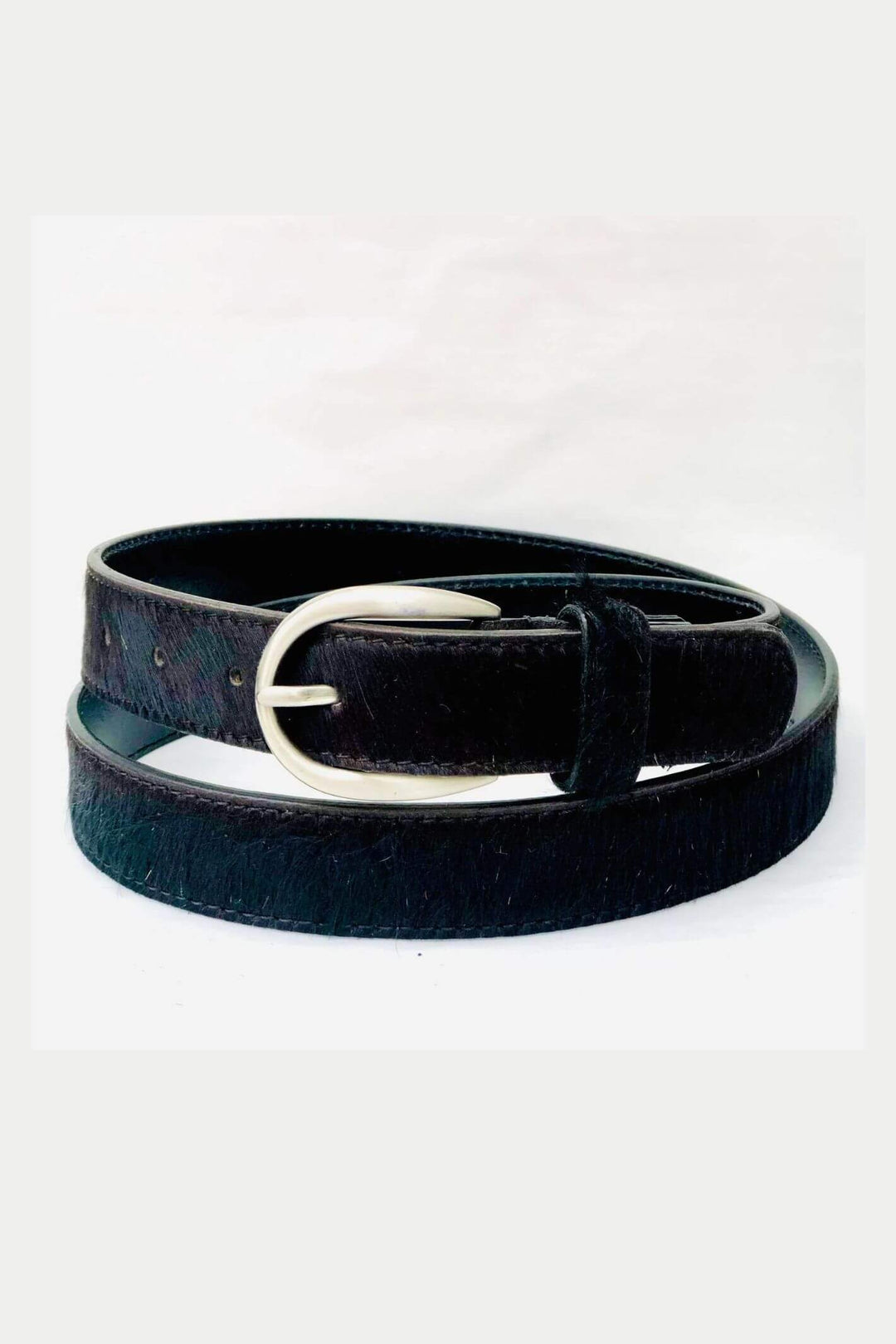 Hydestyle London Black Pony Hair Leather Belt