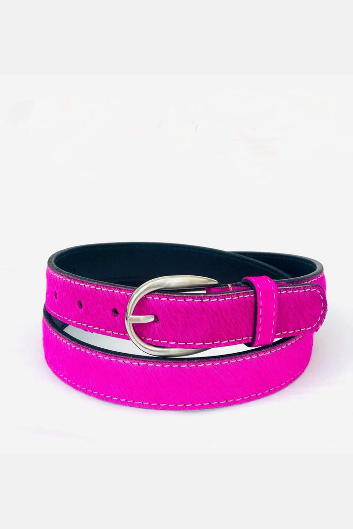 Hydestyle London Hot Pink Pony Hair Leather Belt