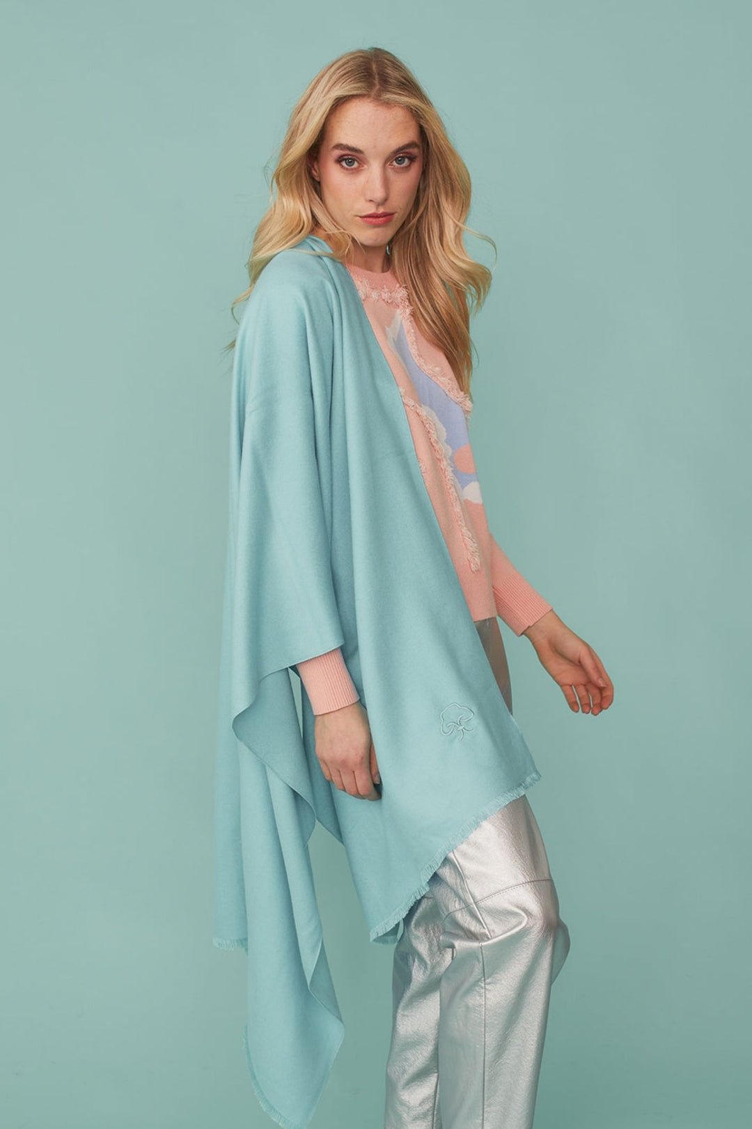 Jayely Baby Blue Cashmere Blend Wrap Scarf