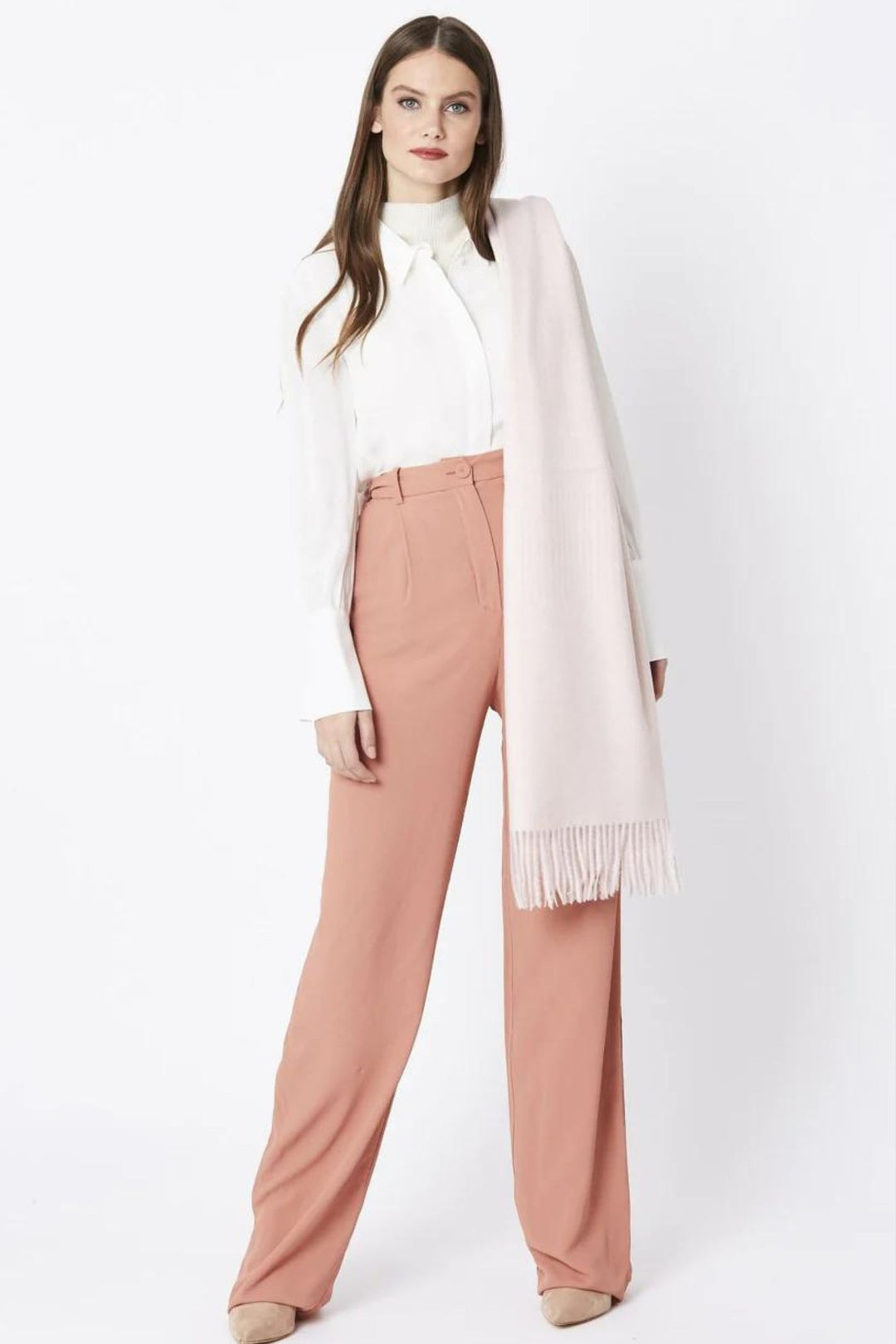 Jayely Pale Pink Cashmere Blend Wrap Scarf