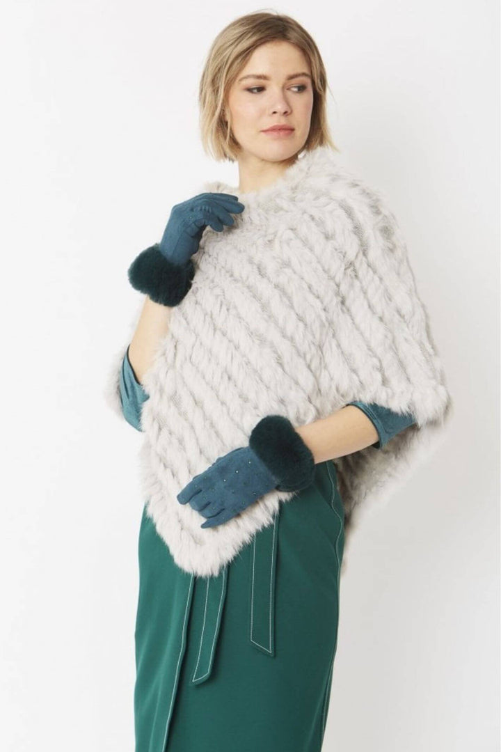 Jayley GreenFaux Suede Gloves With Faux Fur Trim