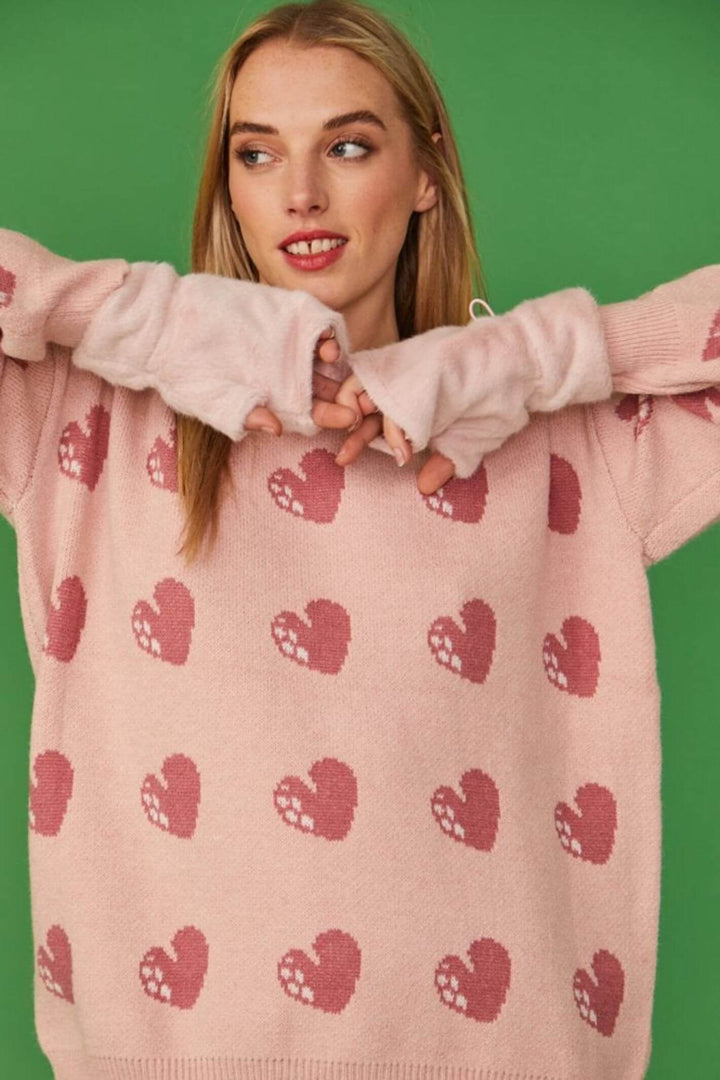 Jayley Pink Faux Fur Fingerless Gloves
