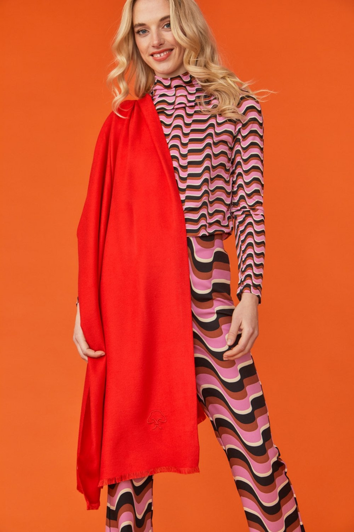 Jayely Red Cashmere Blend Wrap Scarf