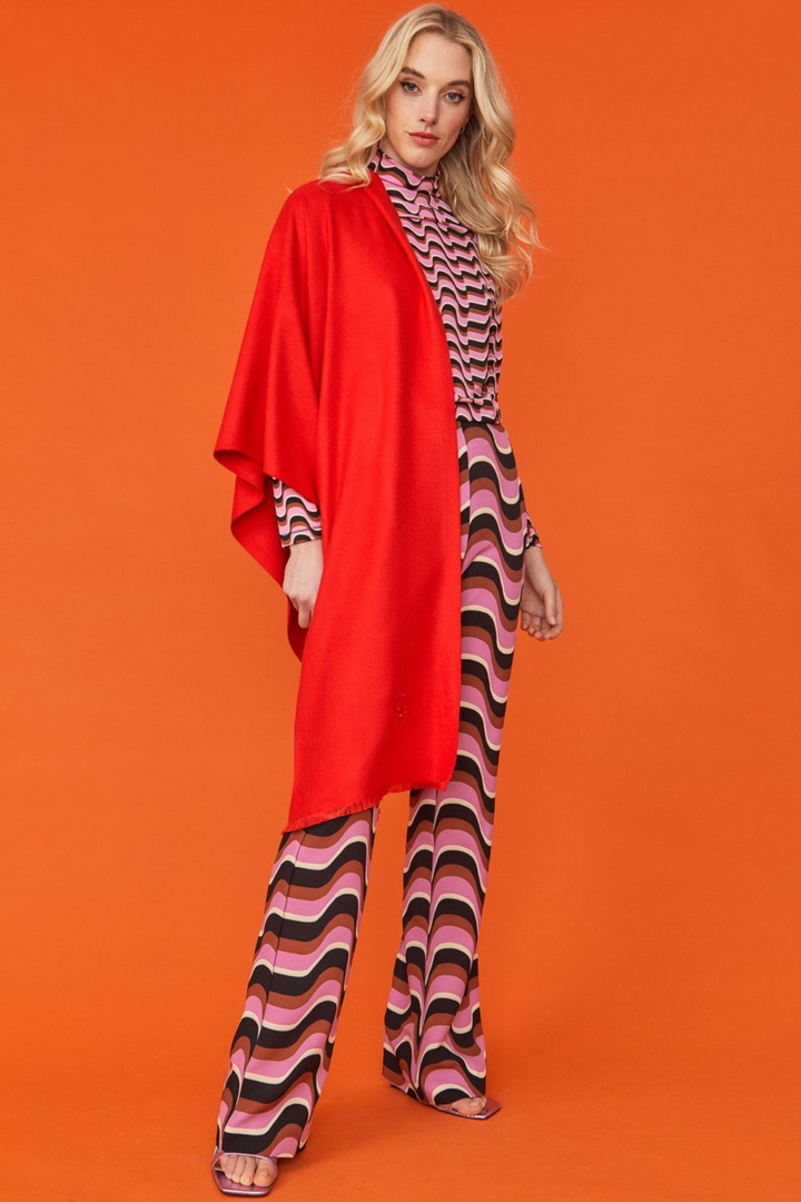 Jayely Red Cashmere Blend Wrap Scarf