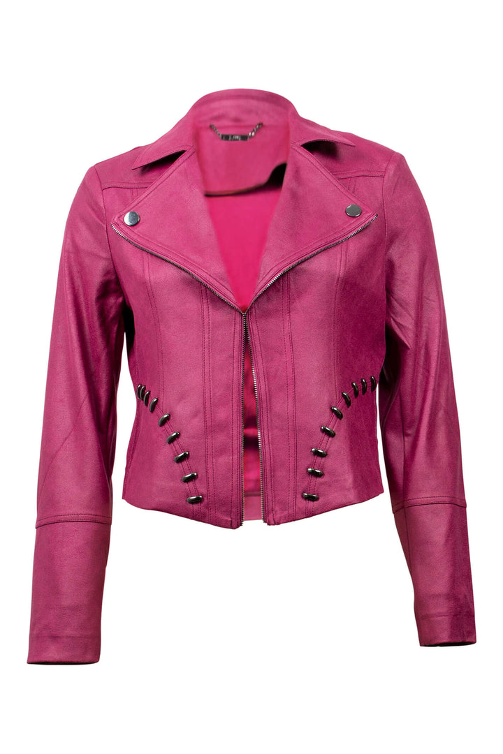 Joseph Ribkoff 223914 3907 Vineyard Red Biker Style Jacket - Experience Boutique