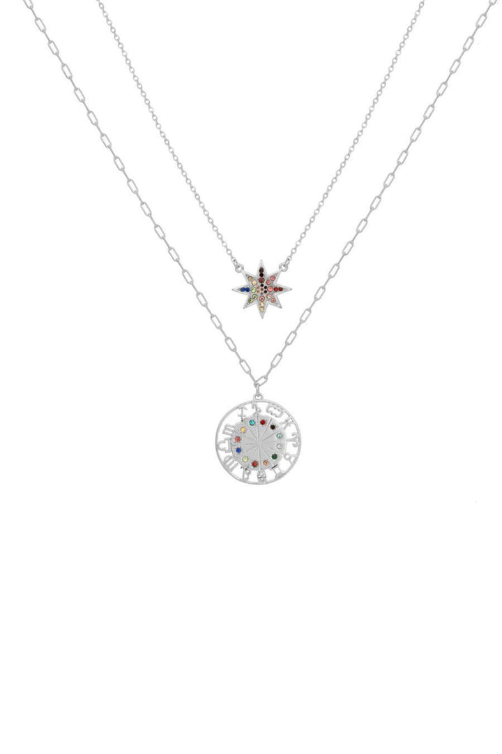 Kate Thornton Silver Multicolour Zodiac Necklace