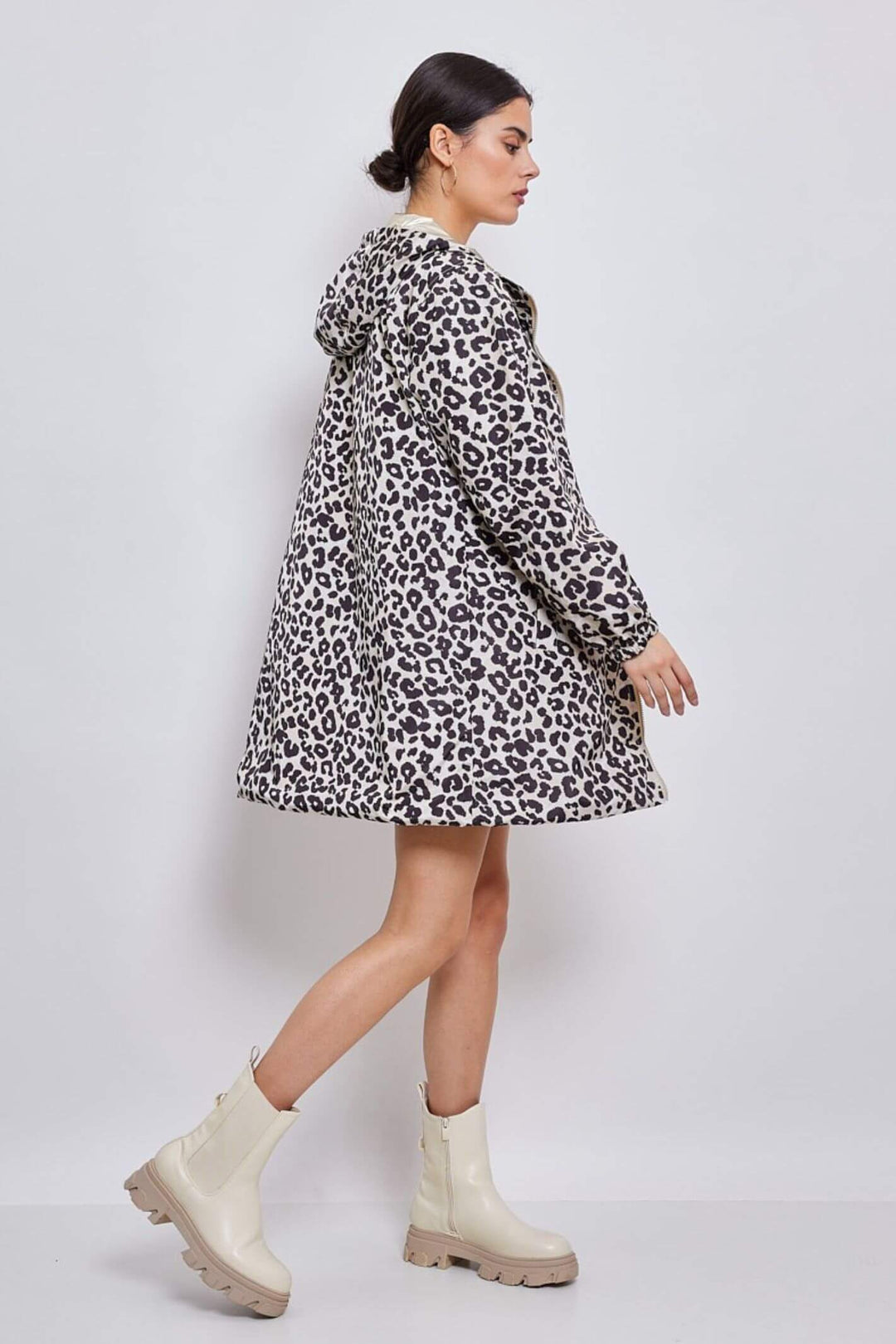 Leopard Print & Gold Reversible Water Resistant Coat