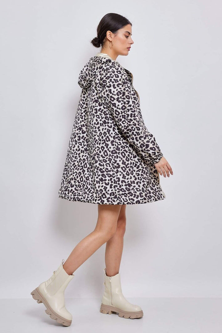 Leopard Print & Gold Reversible Water Resistant Coat