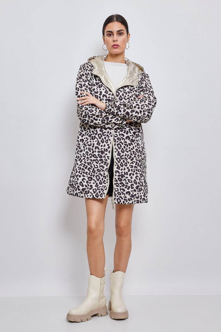 Leopard Print & Gold Reversible Water Resistant Coat