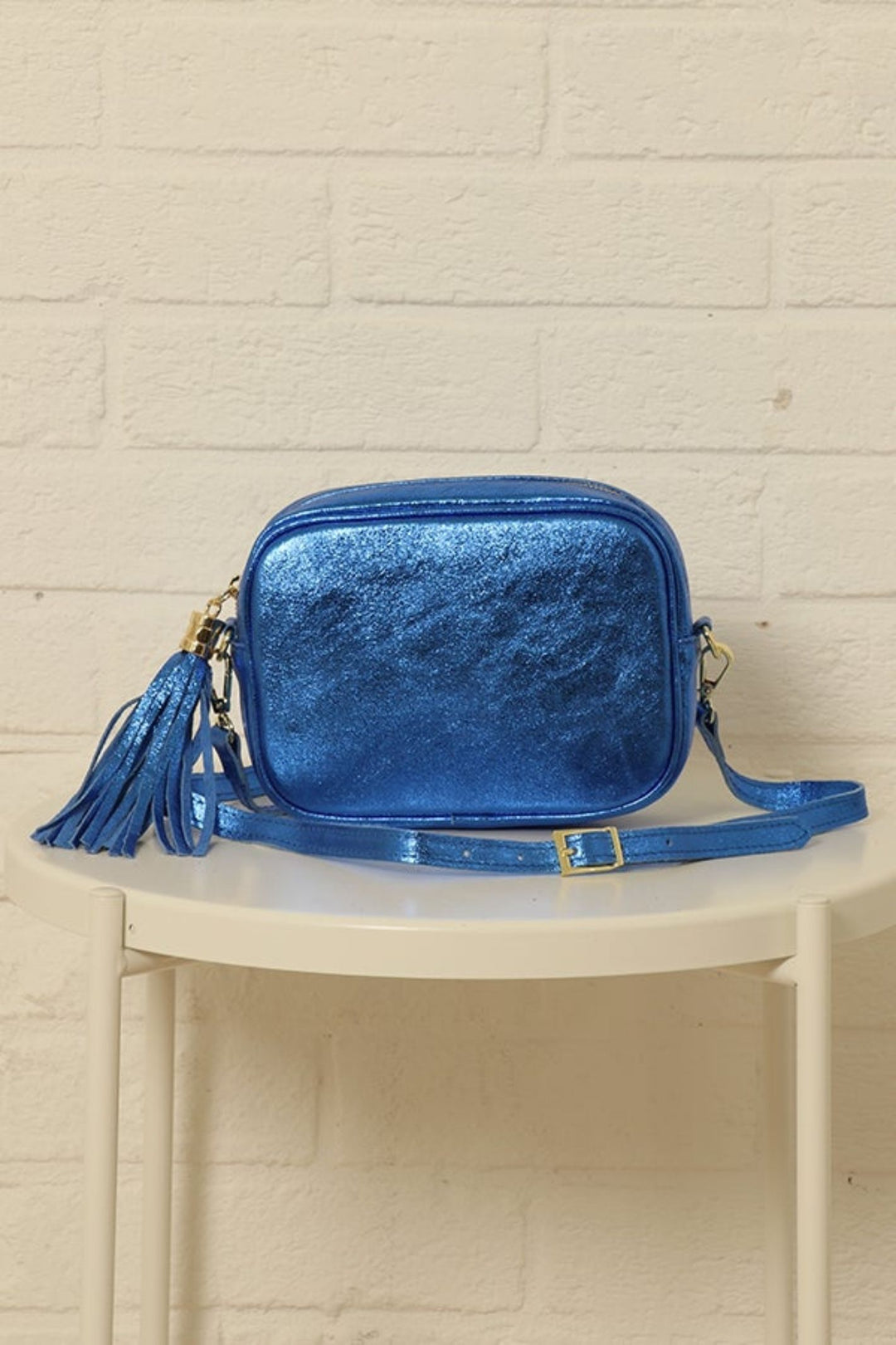 MSH Cobalt Blue Metallic Leather Camera Bag