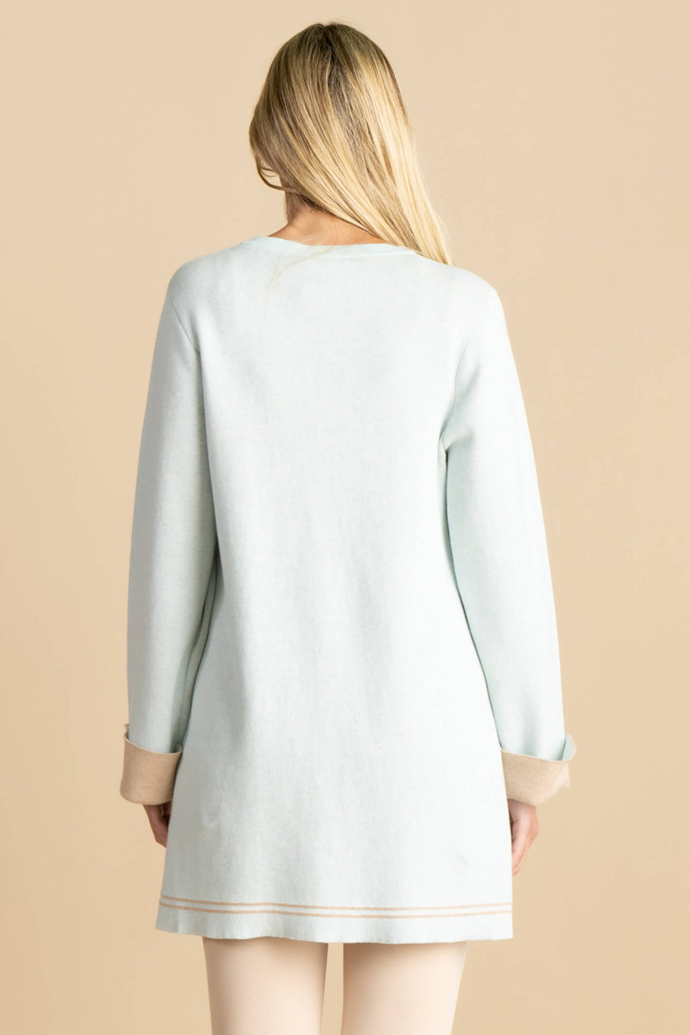 Marble Fashions 7026 Mint & Beige Two Tone Knitted Cardigan - Experience Boutique