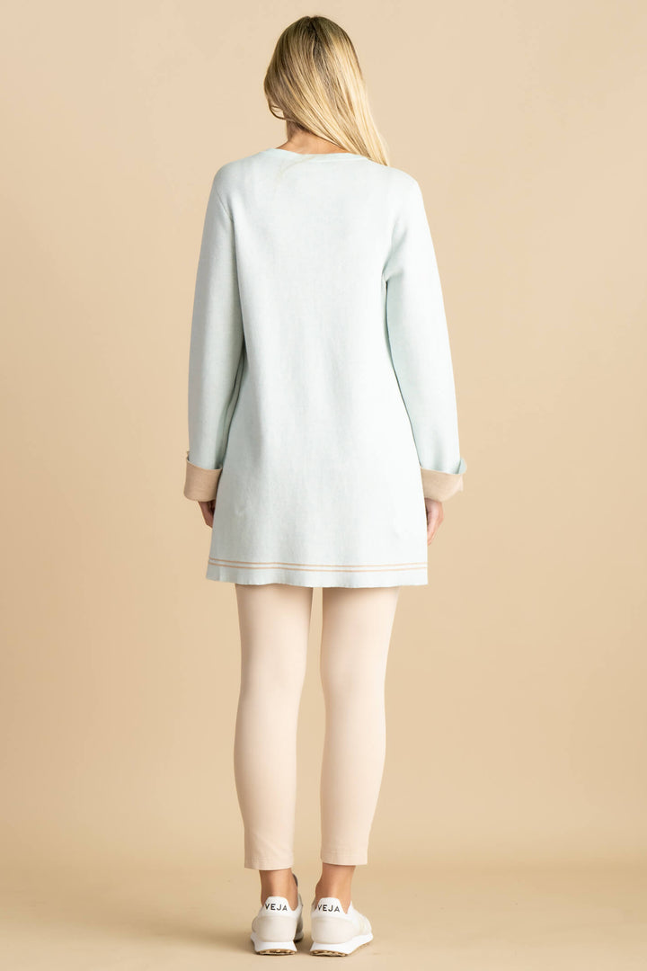 Marble Fashions 7026 Mint & Beige Two Tone Knitted Cardigan - Experience Boutique