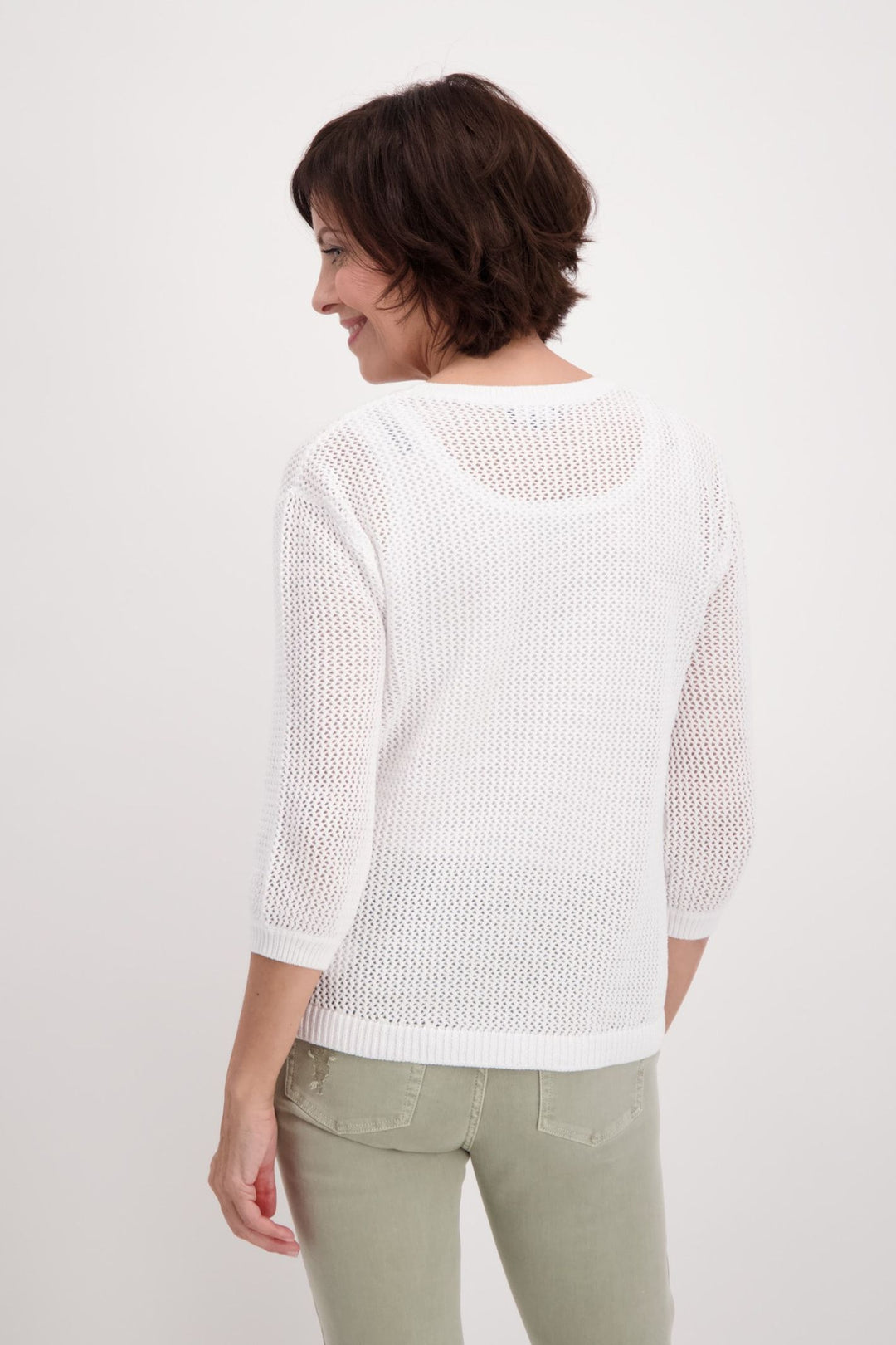 Monari 407258 White Crochet Knit Jumper