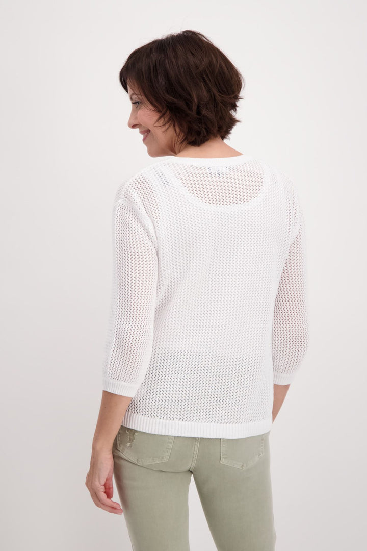 Monari 407258 White Crochet Knit Jumper
