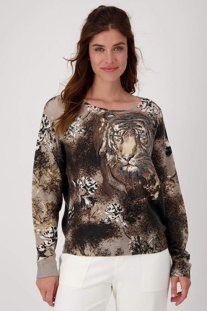 Monari 806362 Brown Tiger Print Jumper