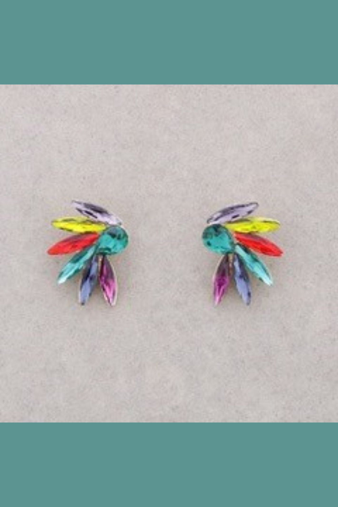 Multi Coloured Wing-Shape Crystal Earrings