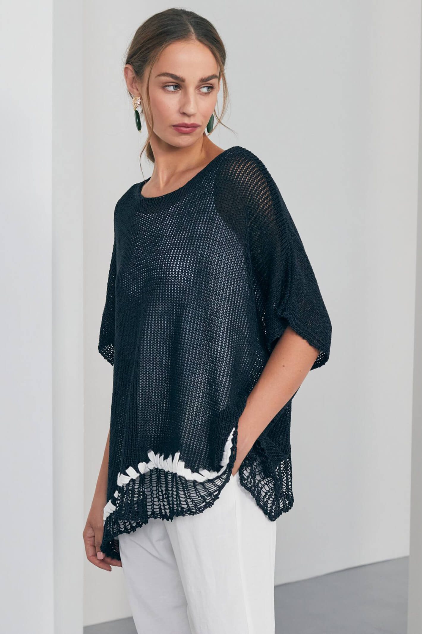 Naya NAS23 272 Black Oversized Sheer Overtop