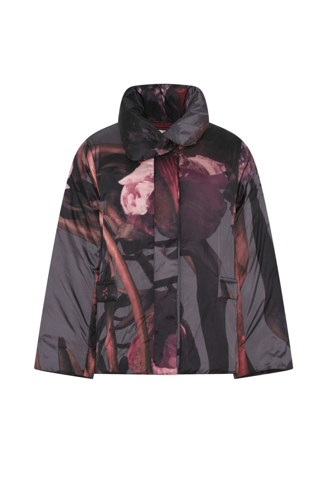 Noen 87007 98 Black Abstract Print Oversized Padded Coat