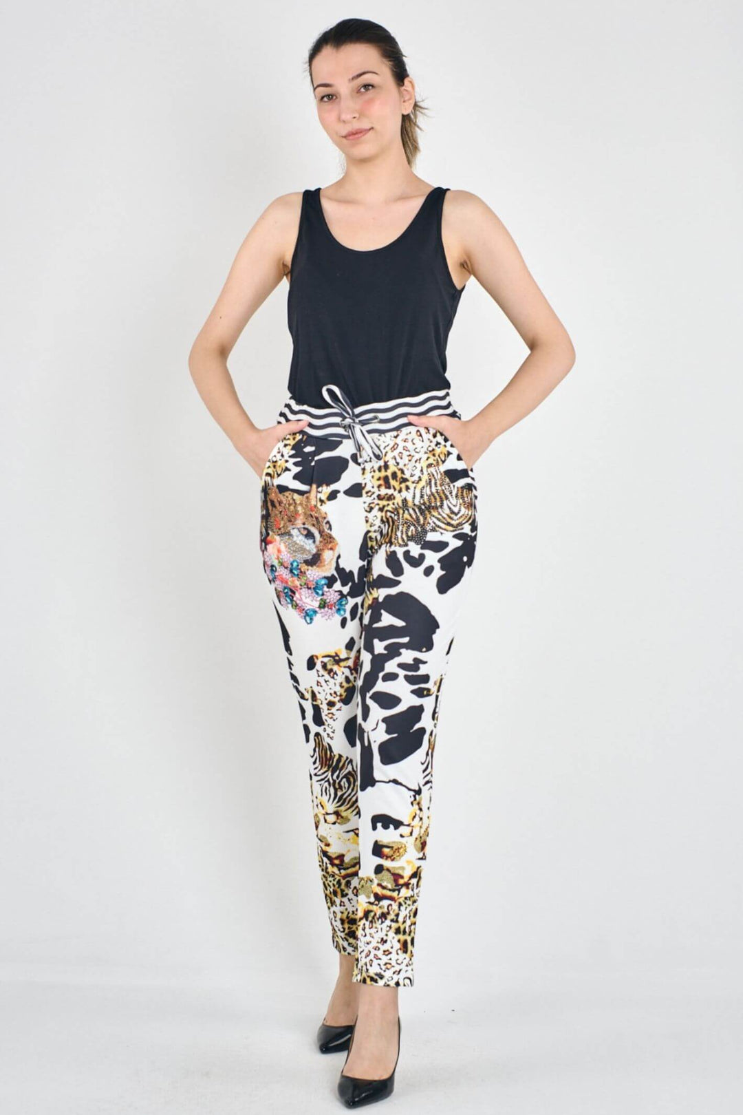 Off White 5762 Animal Print Pull-On Trousers