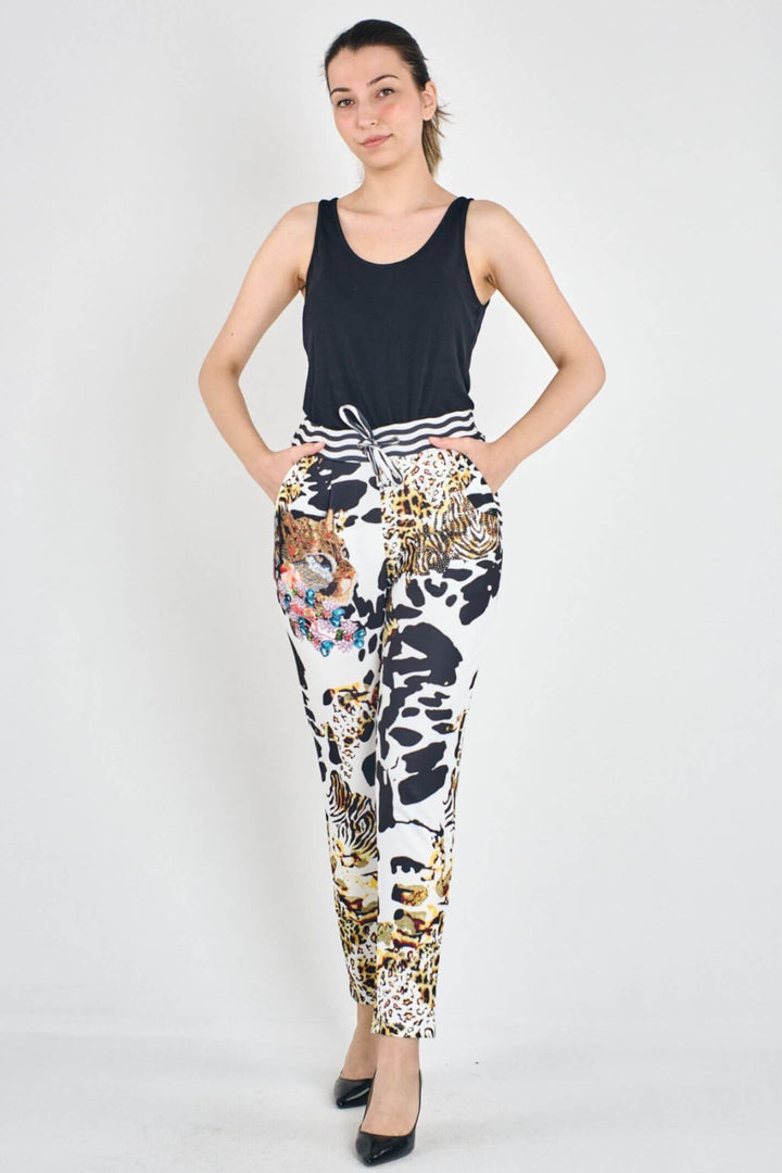 Off White 5762 Animal Print Pull-On Trousers