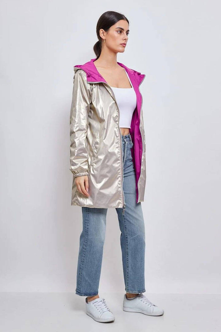 Orchid Purple & Gold Reversible Water Resistant Coat