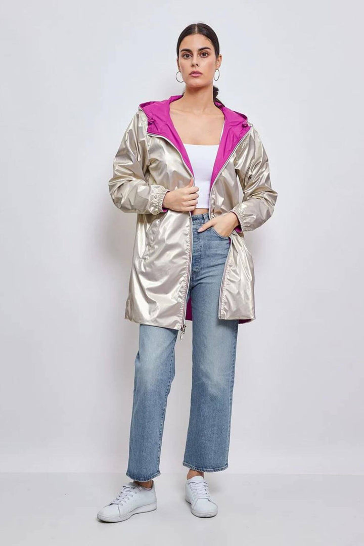 Orchid Purple & Gold Reversible Water Resistant Coat