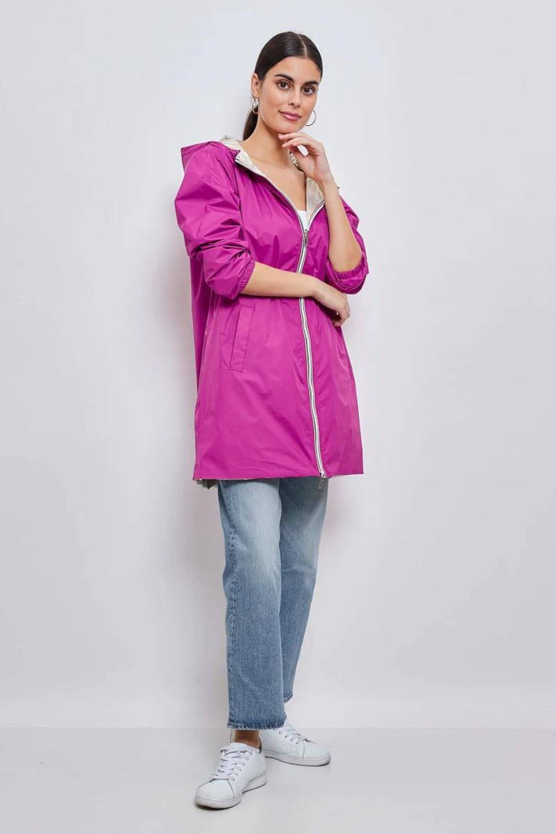 Orchid Purple & Gold Reversible Water Resistant Coat