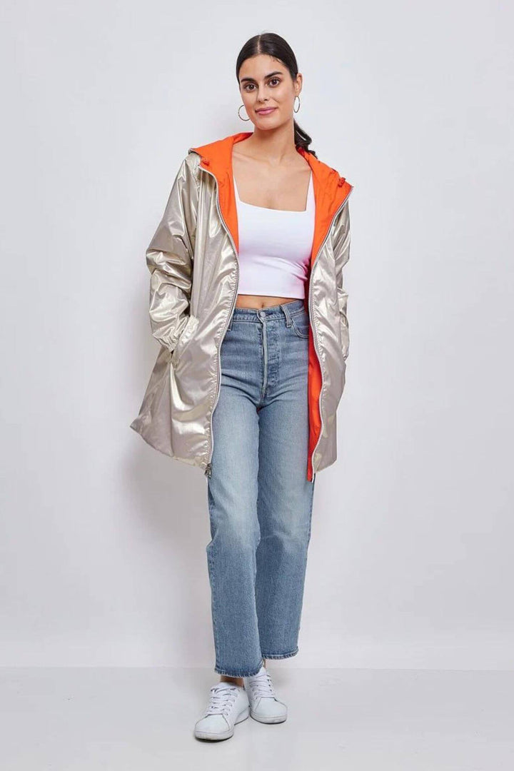 Papaya & Gold Reversible Water Resistant Coat