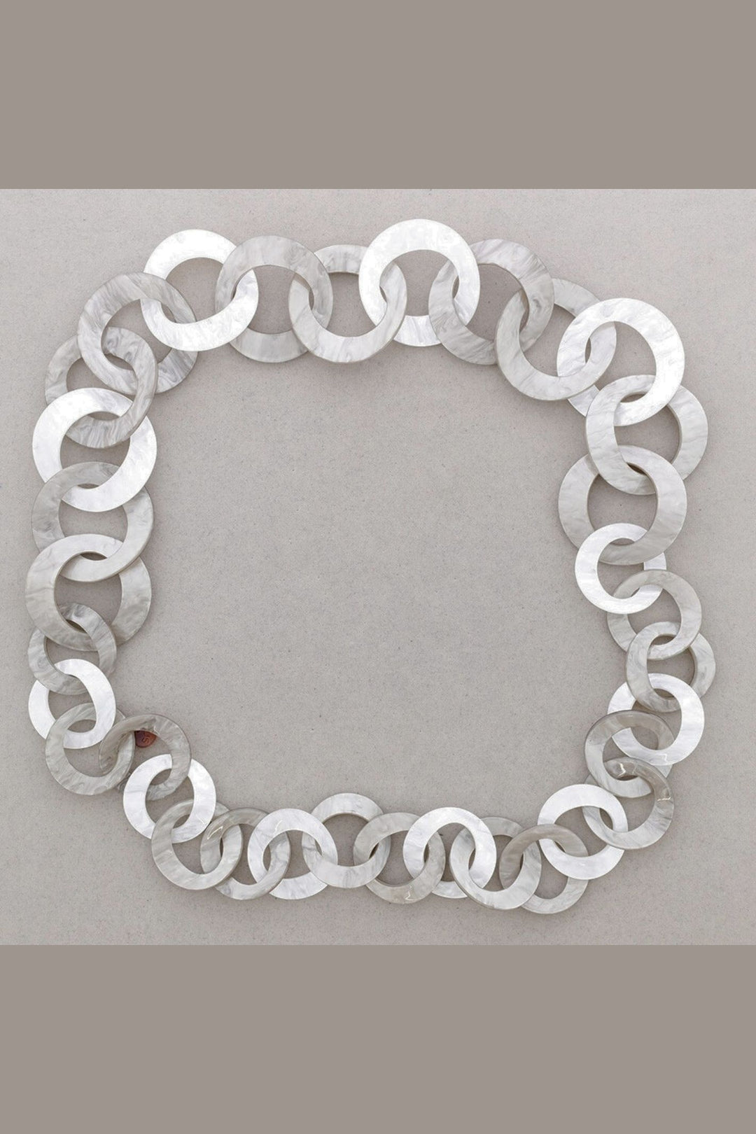 Silver Grey Two Tone Resin Link Necklace