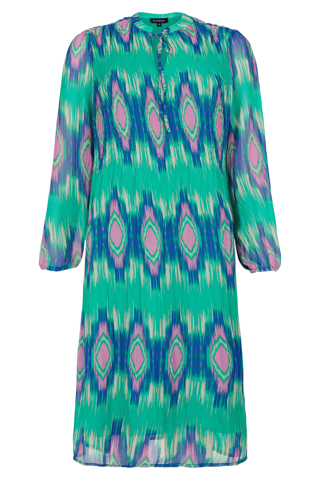 Sunday 6485 Green Ikat Chiffon Overlay Dress