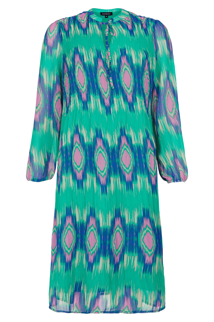 Sunday 6485 Green Ikat Chiffon Overlay Dress