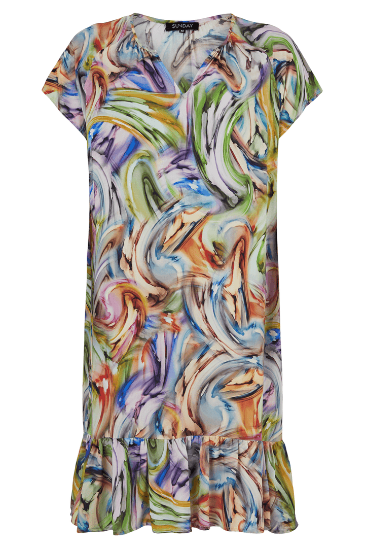 Sunday 6652 Orange Watercolour Print Dress