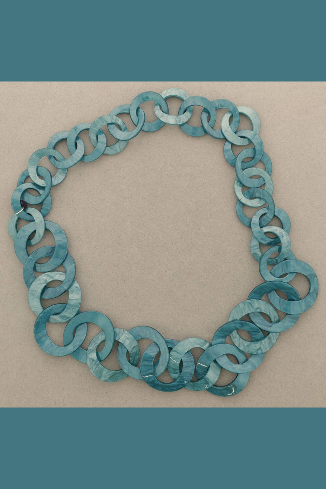 Teal Two Tone Resin Link Necklace