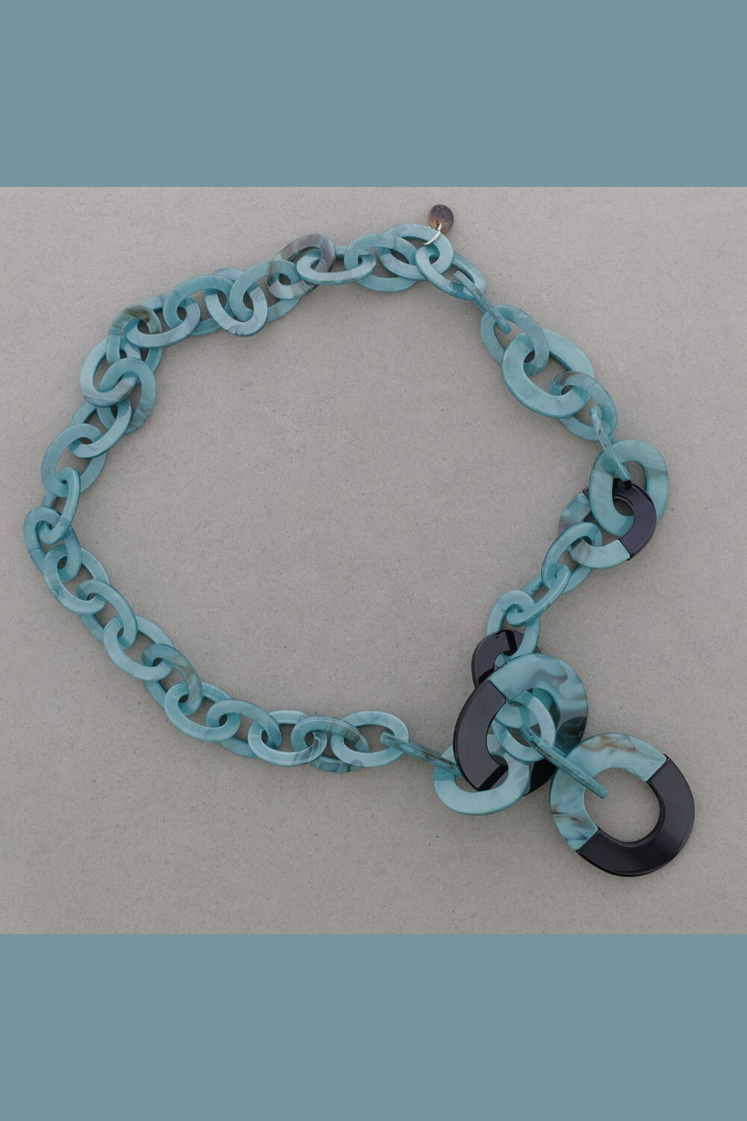 Teal Two Tone Resin Link Necklace