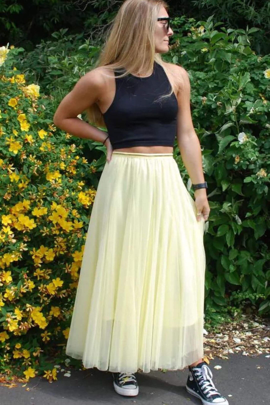 Tulle Layered Skirt In Lemon