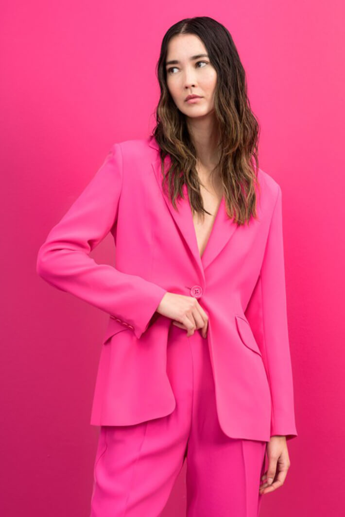 Access Fashion 1019 Fuchsia Pink One Button Jacket - Experience Boutique
