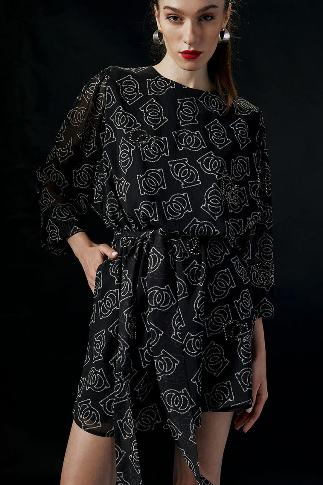 Access Fashion 3054-1028 Black Print Tunic Dress - Experience Boutique