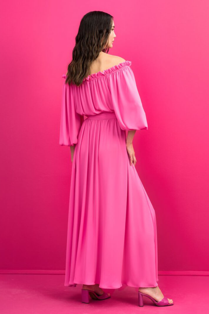 Access Fashion 3353 Fuchsia Pink Off The Shoulder Maxi Dress – Experience  Boutique