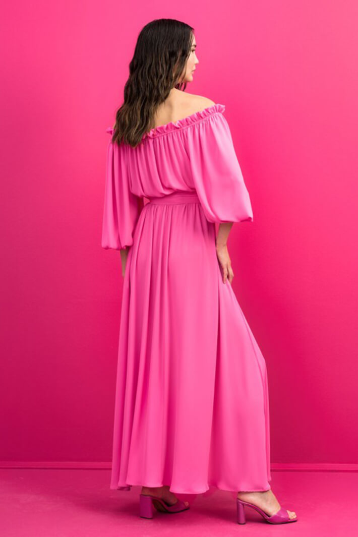 Access Fashion 3353 Fuchsia Pink Off The Shoulder Maxi Dress - Experience Boutique