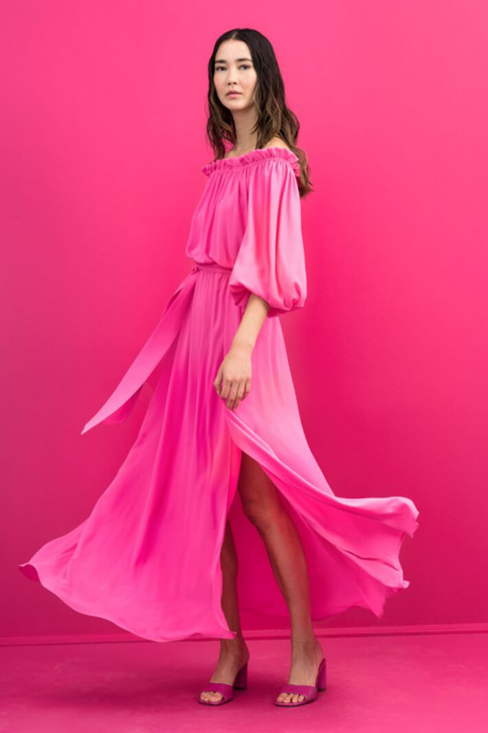 Access Fashion 3353 Fuchsia Pink Off The Shoulder Maxi Dress - Experience Boutique