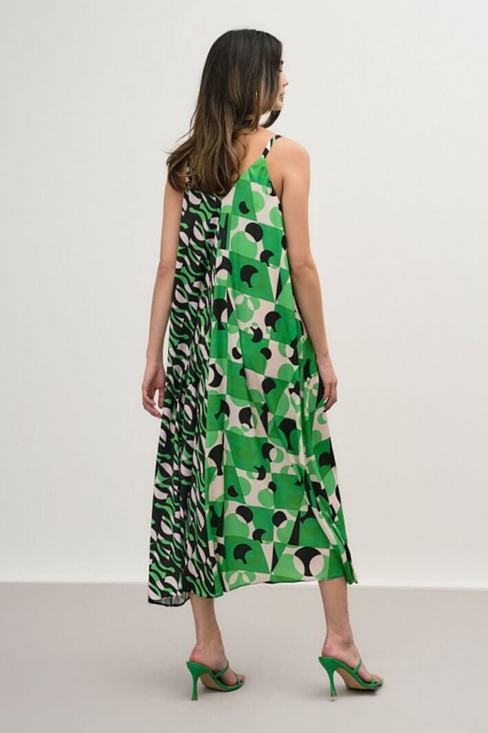 Access Fashion 3360 Xalti Green Print Sleevelesss Midi Dress - Experience Boutique