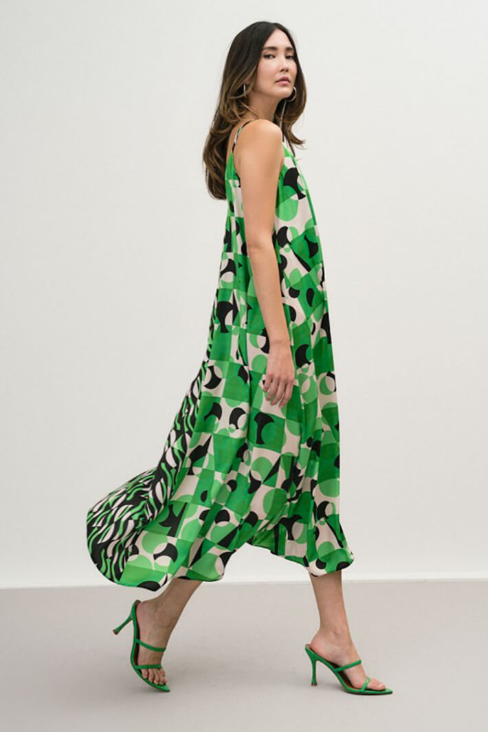 Access Fashion 3360 Xalti Green Print Sleevelesss Midi Dress - Experience Boutique