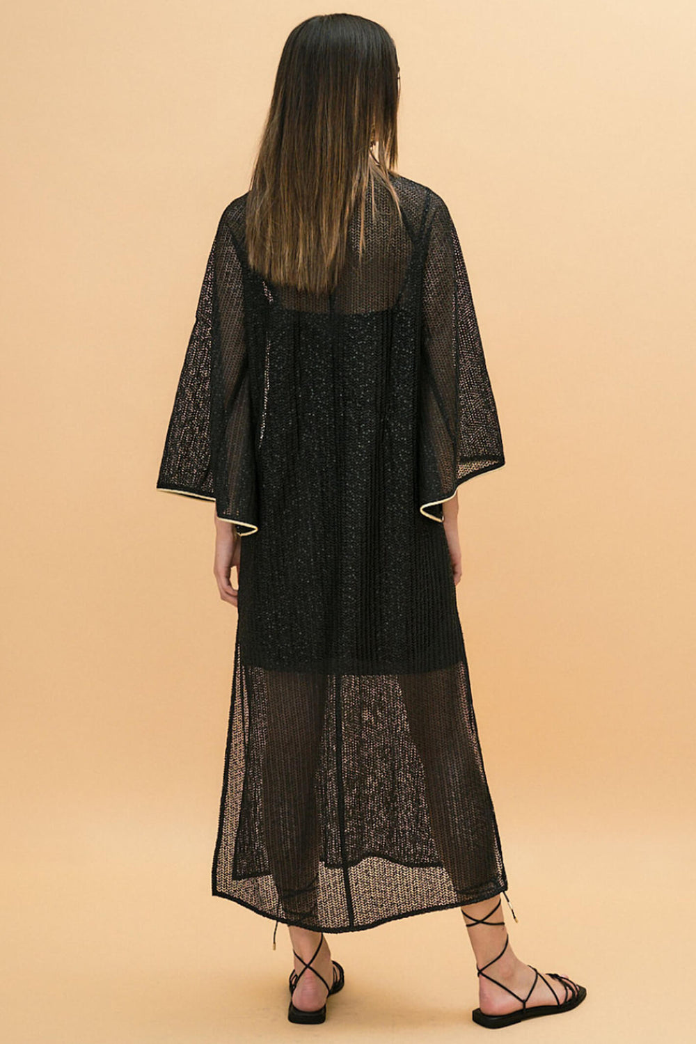 Access Fashion 3371 Black Ink Mesh Bell Sleeve Dress - Experience Boutique