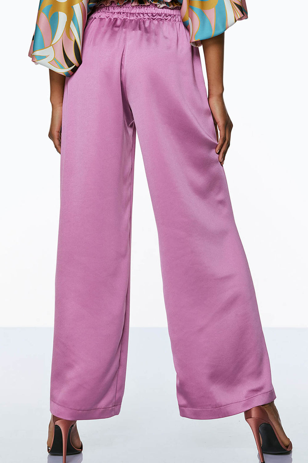 Access Fashion 5036-134 Grape Pink Satin Wide Leg Trousers - Experience Boutique