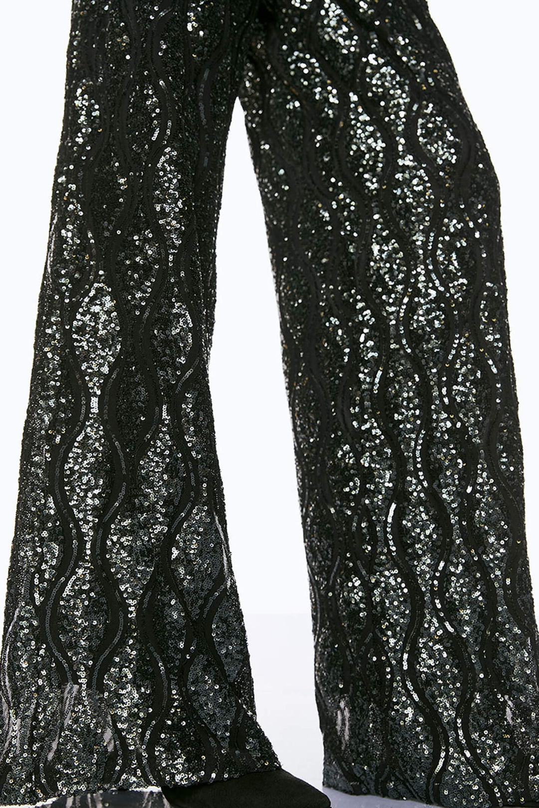 Access Fashion 5045-374 Olive Green Sequin Wide Leg Trousers - Experience Boutique