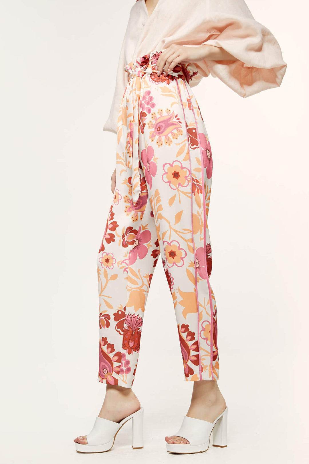 Access Fashion 5142 Vanilla Floral Trousers - Experience Boutique